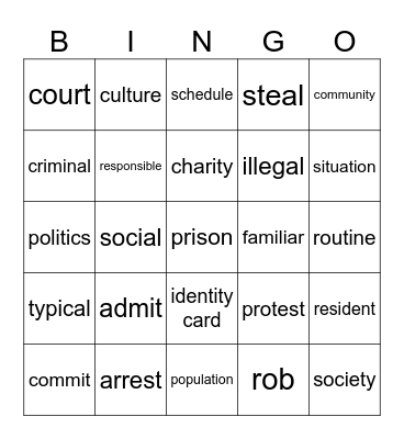 B1 Destination _ Unit 24 Bingo Card
