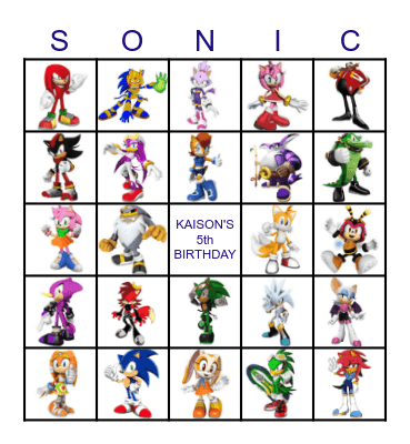 SONIC THE HEDGEHOG Bingo Card