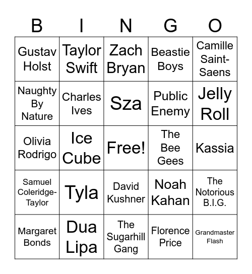 January 5th Bingo Card