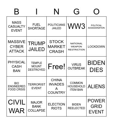 2024 DISASTER BINGO Card