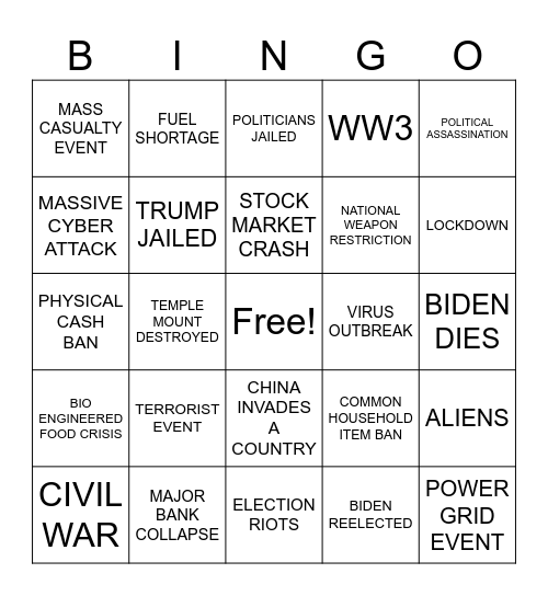 2024 DISASTER BINGO Card