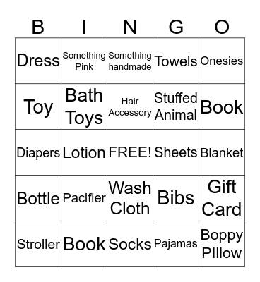Baby Girl Bingo!  Bingo Card