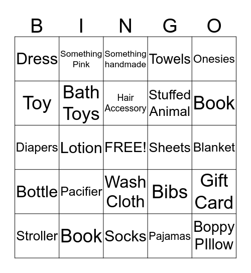 Baby Girl Bingo!  Bingo Card