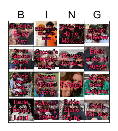 Nick and Lisa's Wedding Bing Bingo Card