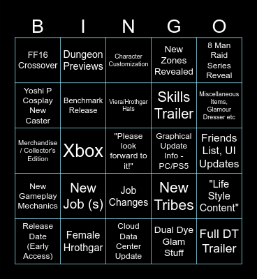 FF Fanfest Bingo Card