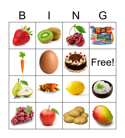 FOOD BINGO Card