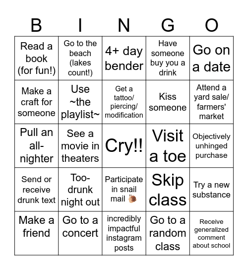 WINTER SEM 24 BABAYYY Bingo Card