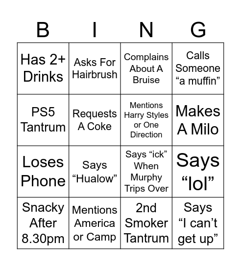 CP Bingo Card