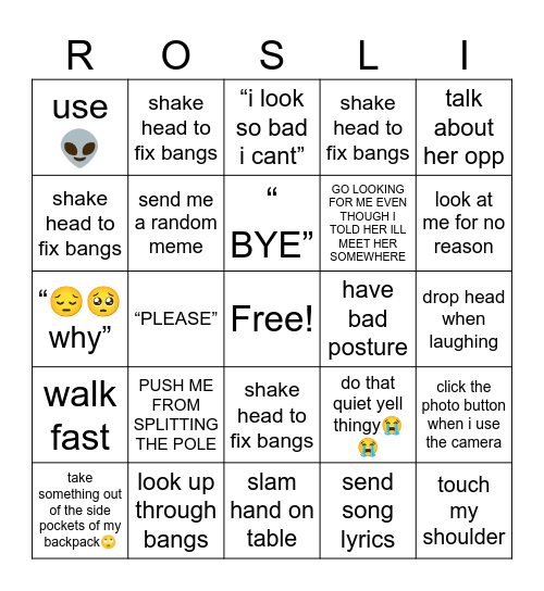rosalie bingo Card