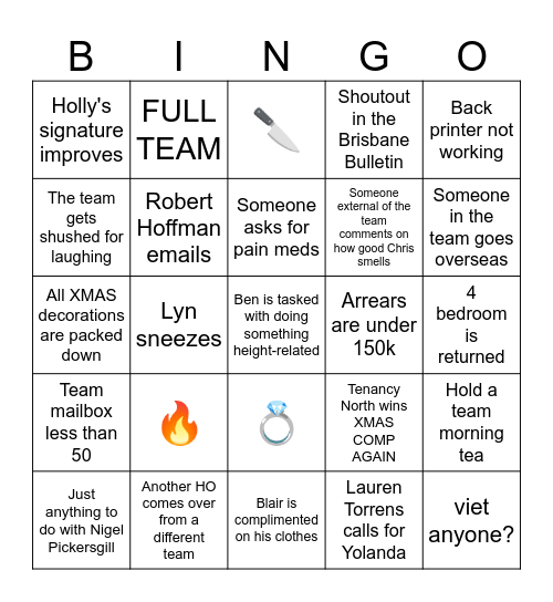Tenancy North 2024 Bingo Card