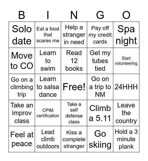 2024 GOALS Bingo Card