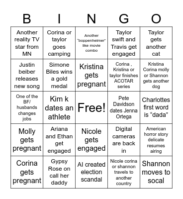 Abby’s 2024 Bingo card Bingo Card