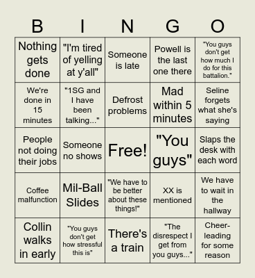 8am Nightmare Bingo Card