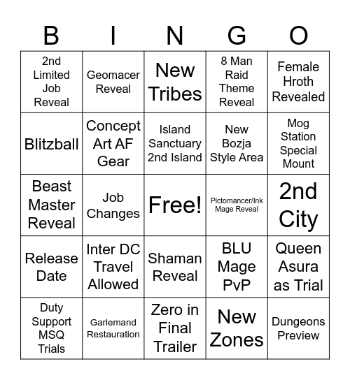 FFXIV Fan Festival 2024 Bingo Card
