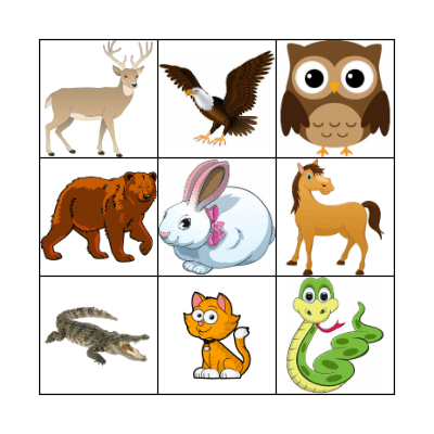 Animal Bingo Card
