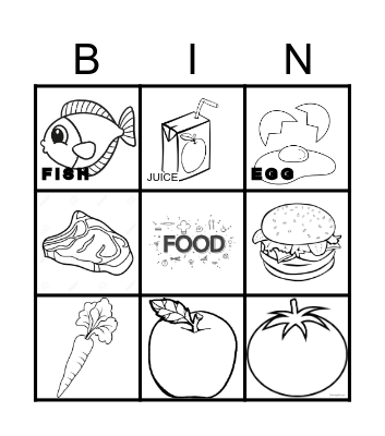 Food for kids Bingo Card