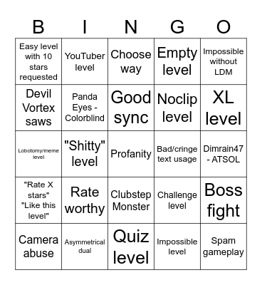 Recent Tab Bingo Card