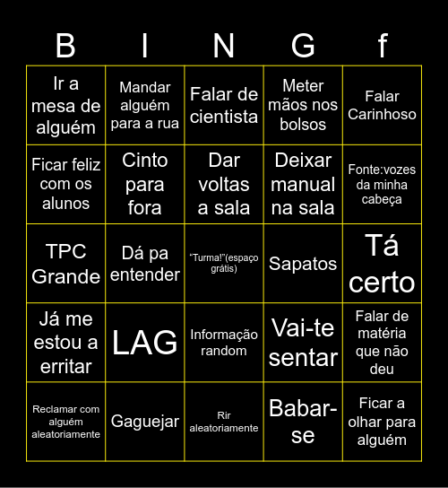 Norberto Bingo Card