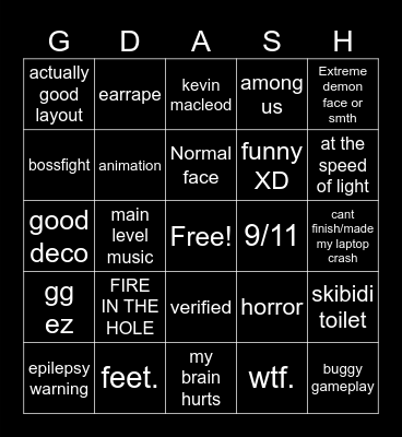 Gd bingo yippee Bingo Card