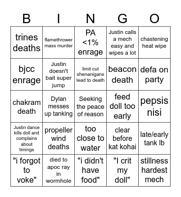 tea static bingo Card