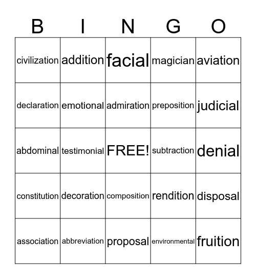 Lesson 23 Spelling Bingo Card