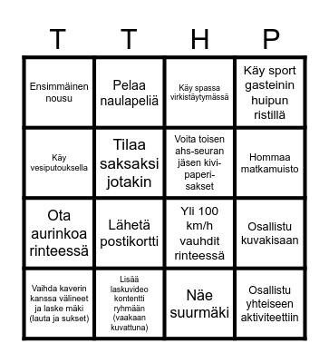 Aikamatka Alpeille Bingo Card