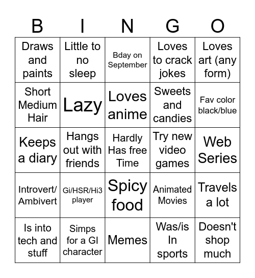 ✨multi Bingo Card