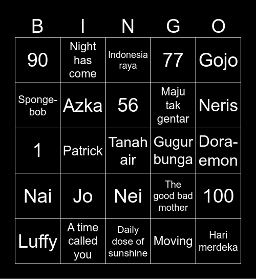 Winda Bingo Card