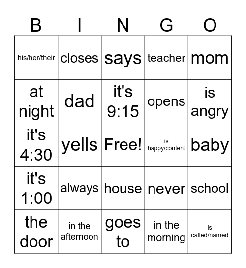 SOMOS U3 Bingo Card