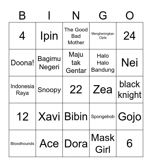 XAVI's BINGO Card