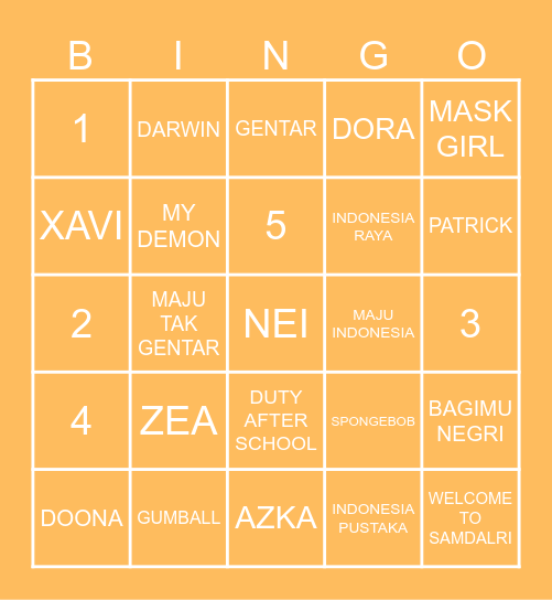 Bingonya Azka Bingo Card