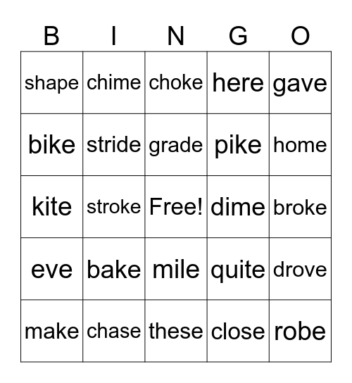 Magic e Bingo Card