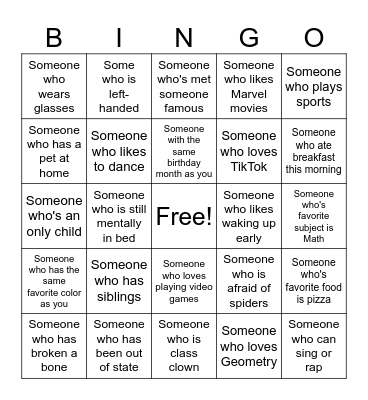 Human Bingo Card
