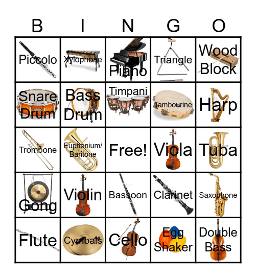 Instrument Bingo Card