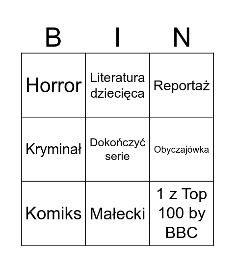 Book bingo Card
