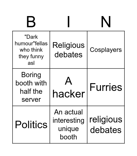 RATE MY AVATAR BINGO Card