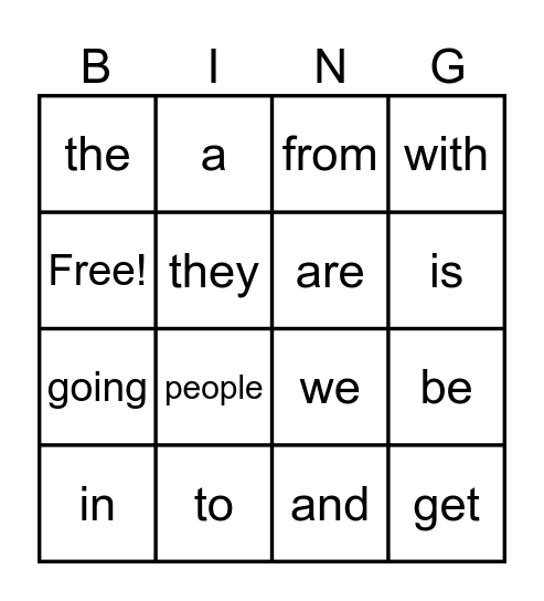 Kindergarten Sight Words! Bingo Card
