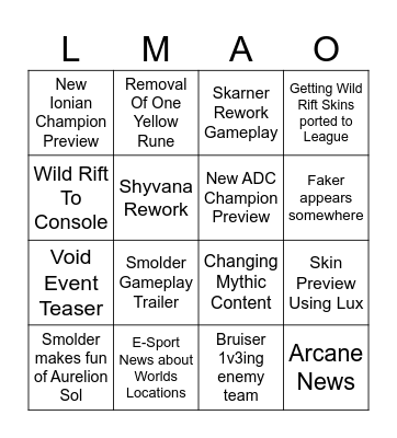 Season 2024 Preview Bingo Card