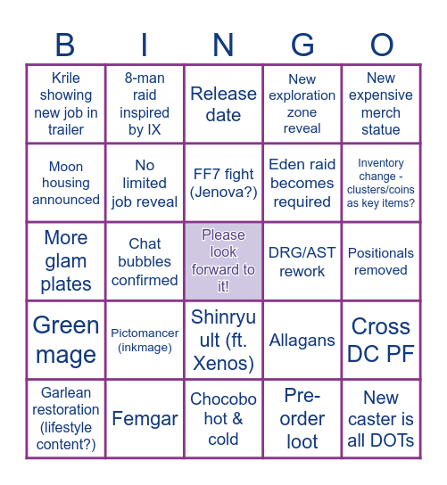 FFXIV JP Fanfest 2024 Bingo Card