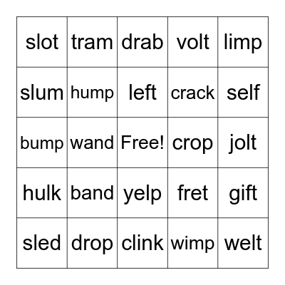 Short Vowel Sounds Bingo Card