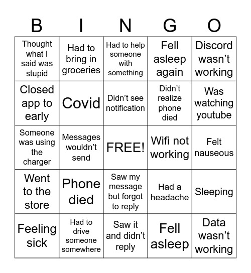 Why Did Mike Not Answer Angel? Bingo Card