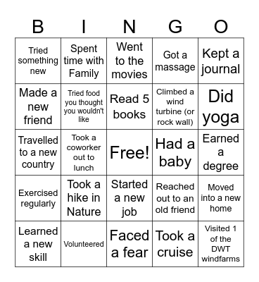 2023 Year in Review Bingo Card