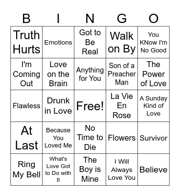Jan 5th Divas Bingo Card