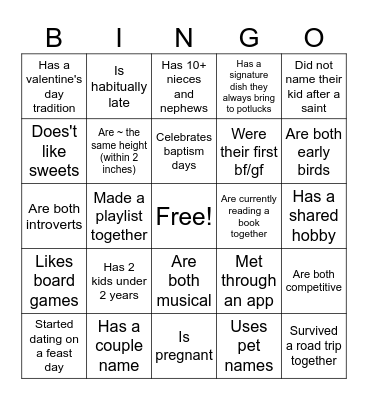 Find a couple in the room that... Bingo Card