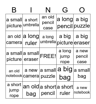 School Market Bingo Card