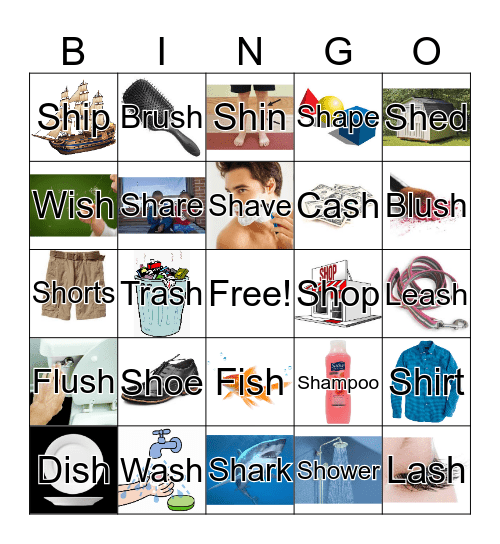 Articulation Bingo (/ʃ/ Edition) Bingo Card