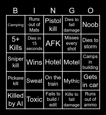 FORTNITE BINGO Card