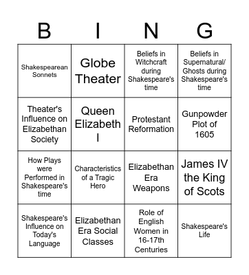 Background of Macbeth Bing Bingo Card