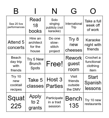 2024 Bingoals Bingo Card