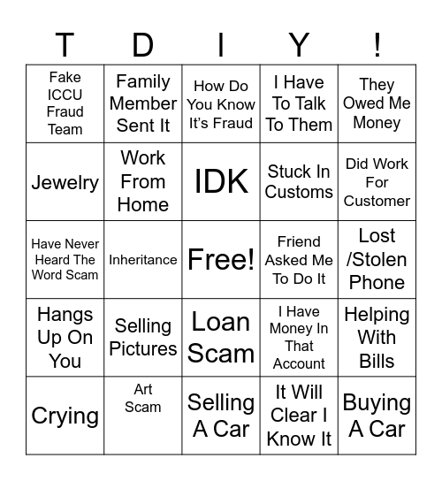 They Don’t Love You!!! Bingo Card